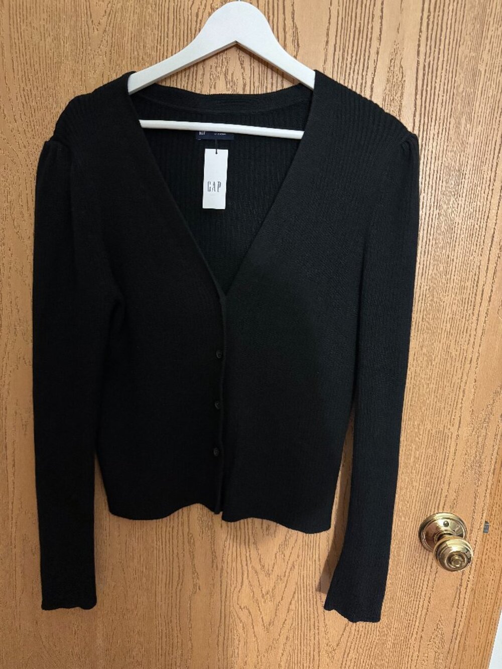 NWT Gap Cardigan Button Up Heavy Ribbed Knit US Size M Black